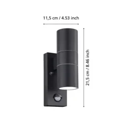 Aplique LED Exterior com Sensor de Movimento em Aço Zincado RIGA 5 EGLO 32899