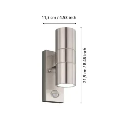 Aplique LED Exterior em Aço Inoxidável com Sensor RIGA 5 EGLO 32898