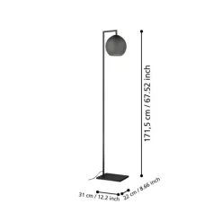 ARANGONA Candeeiro de Pé EGLO - Design Moderno com Vidro Cinzento Mate 390254