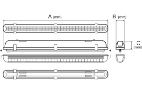 Armadura estanque led 1X600mm PC/inox ip65