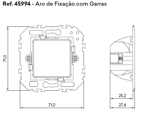 Aro de fixação com garras Q45 - para aparelhagem de embeber, 45994 - EFAPEL