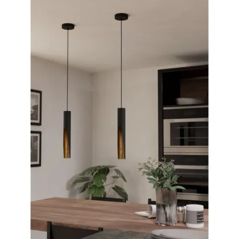 BARBOTTO Candeeiro de teto LED metálico preto e dourado elegante 900872