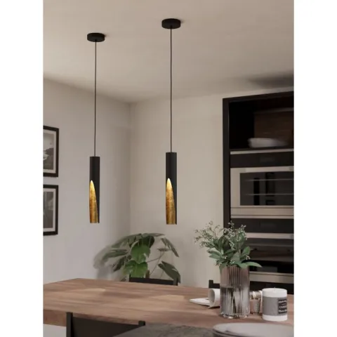 BARBOTTO Candeeiro de teto LED metálico preto e dourado elegante 900872