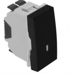Botão basculante luminoso (250V) 1 módulo - Preto Mate, 45160 SPM - Série Quadro 45 Efapel