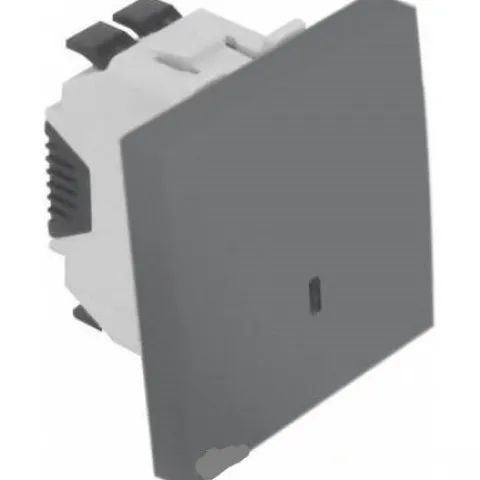 Botão basculante luminoso (250V) 2 módulos, Alumina, 45152 SAL - Série Quadro 45 - Efapel