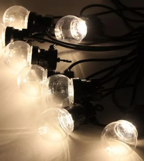 Cabo de arraial/grimalda de luzes com 20 lâmpadas G45 - 6W 2700K IP65 C/13 metros Pr