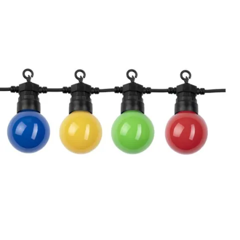 Cabo dearraial/grimalda de luzes com 10 lâmpadas G45 - 3W Coloridas 2700 K IP65 com 8 metros preto