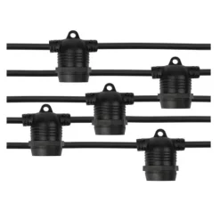 Cabo de arraial/grinalda de luzes com 15 lampadas E27 IP65 com 14,4 metros Preto