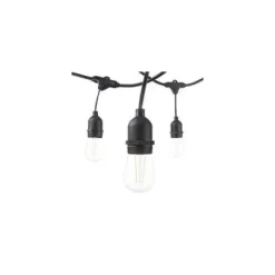 Cabo de arraial/grinalda de luzes com 15 lampadas E27 IP65 com 14,4 metros Preto