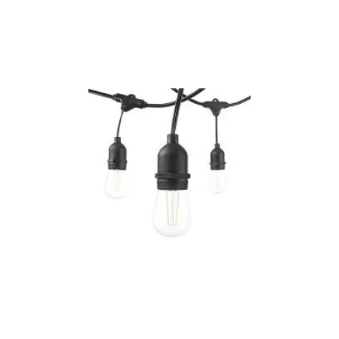Cabo de arraial/grinalda de luzes com 15 lampadas E27 IP65 com 14,4 metros Preto