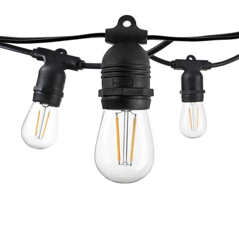 Cabo de arraial/grinalda de luzes com 15 lampadas E27 IP65 com 14,4 metros Preto