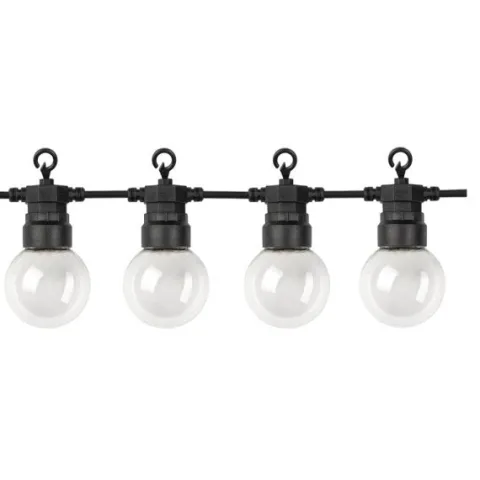 Cabo de arraial/ grinalda de luzes com 10 lâmpadas G45 - 3W coloridas IP65 com 8 metros Preto