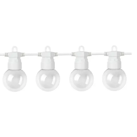 Cabo de arraial/grinalda de luzes com 10 lâmpadas G45 - 3W 2700k IP65 com 8 metros branco