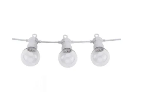 Cabo de arraial/grinalda de luzes com 10 lâmpadas G45 - 3W 2700k IP65 com 8 metros branco