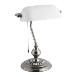Candeeiro de Mesa Branco com Vidro Fosco BANKER EGLO 901019
