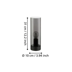 Candeeiro de Mesa com Abajur Cilíndrico Preto Fumado DAMASCO 1 EGLO 98887