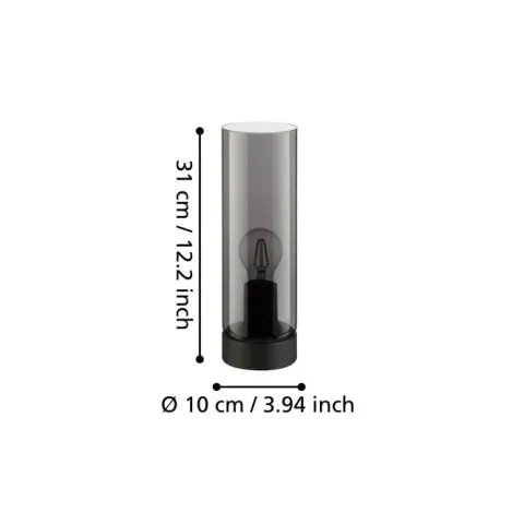 Candeeiro de Mesa com Abajur Cilíndrico Preto Fumado DAMASCO 1 EGLO 98887