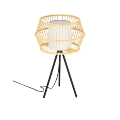 Candeeiro de Mesa com Abajur de Bambu e Base Tripé MONTERROSO EGLO 390235