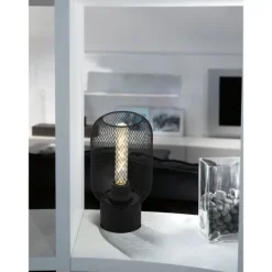 Candeeiro de Mesa com Abajur de Malha Preta WRINGTON EGLO 43096