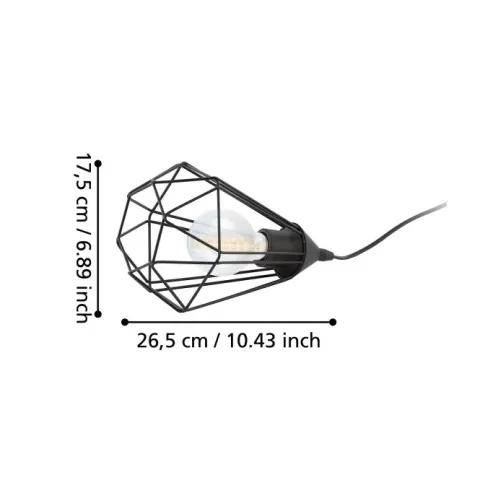 Candeeiro de Mesa com Abajur em Arame Preto TARBES EGLO 94192