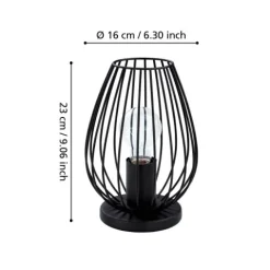 Candeeiro de Mesa com Abajur Oval de Arame Preto NEWTOWN EGLO 49481