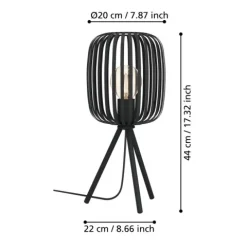 Candeeiro de Mesa com Abajur Preto e Base Tripé ROMAZZINA EGLO 900519