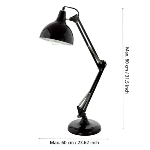 Candeeiro de mesa com abajur regulável em metal preto BORGILLIO EGLO 94697