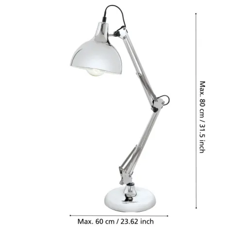 Candeeiro de mesa com abajur regulável em metal cromado BORGILLIO EGLO 94702