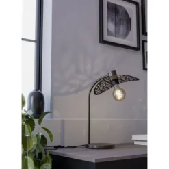 Candeeiro de Mesa com Abat-jour Folhagem e Corpo Metálico Bronze SWABY EGLO 44126
