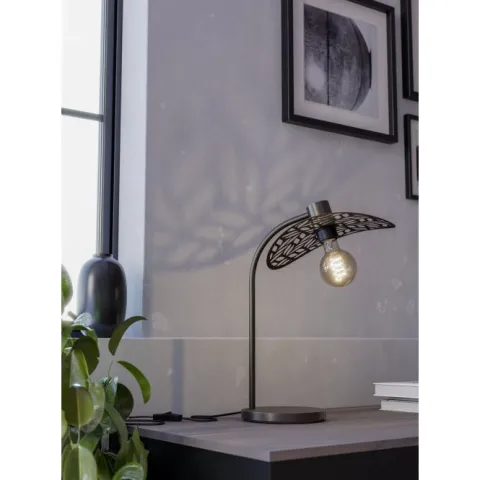 Candeeiro de Mesa com Abat-jour Folhagem e Corpo Metálico Bronze SWABY EGLO 44126