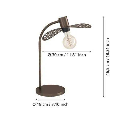 Candeeiro de Mesa com Abat-jour Folhagem e Corpo Metálico Bronze SWABY EGLO 44126