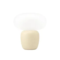 Candeeiro de Mesa com Base Cerâmica Creme e Abajur de Vidro Branco CAHUAMA EGLO 99824
