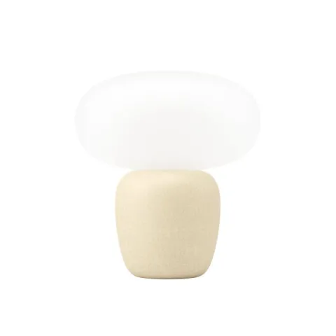 Candeeiro de Mesa com Base Cerâmica Creme e Abajur de Vidro Branco CAHUAMA EGLO 99824