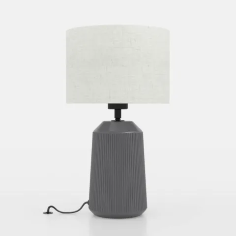 Candeeiro de Mesa com Base de Cerâmica Cinzenta e Abajur Curvo CAPALBIO EGLO 900824