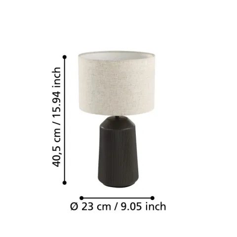 Candeeiro de Mesa com Base de Cerâmica Cinzenta e Abajur Curvo CAPALBIO EGLO 900824
