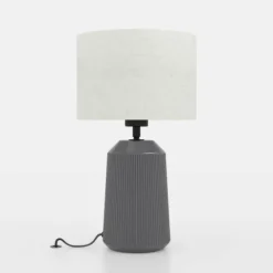 Candeeiro de Mesa com Base de Cerâmica Cinzenta e Abajur Curvo CAPALBIO EGLO 900824