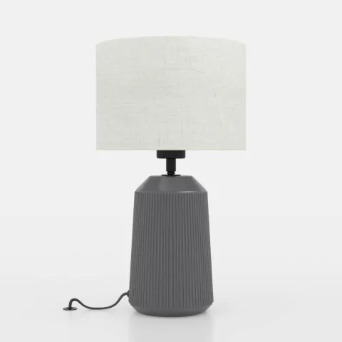 Candeeiro de Mesa com Base de Cerâmica Cinzenta e Abajur Curvo CAPALBIO EGLO 900824