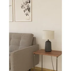 Candeeiro de Mesa com Base de Cerâmica Cinzenta e Abajur Curvo CAPALBIO EGLO 900824