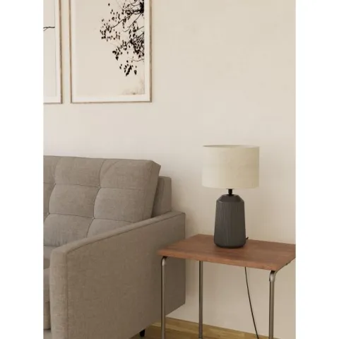 Candeeiro de Mesa com Base de Cerâmica Cinzenta e Abajur Curvo CAPALBIO EGLO 900824