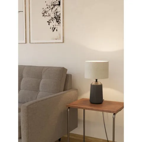 Candeeiro de Mesa com Base de Cerâmica Cinzenta e Abajur Curvo CAPALBIO EGLO 900824