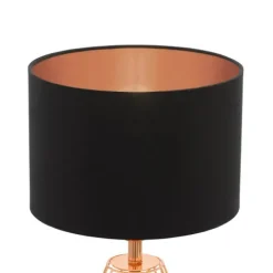 Candeeiro de Mesa com Base de Cobre e Abajur Preto CARLTON 2 EGLO 95787