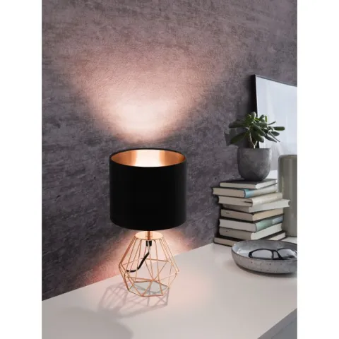 Candeeiro de Mesa com Base de Cobre e Abajur Preto CARLTON 2 EGLO 95787