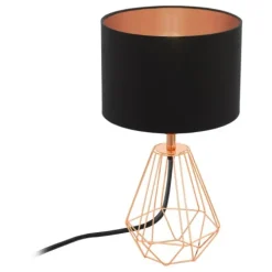 Candeeiro de Mesa com Base de Cobre e Abajur Preto CARLTON 2 EGLO 95787