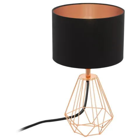 Candeeiro de Mesa com Base de Cobre e Abajur Preto CARLTON 2 EGLO 95787