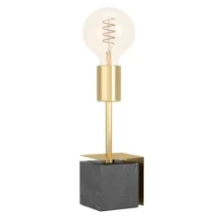 Candeeiro de Mesa com Base de Mármore Preto e Suporte em Latão Escovado CARMITA EGLO 390168