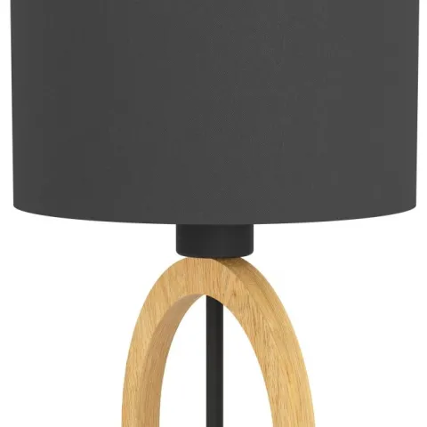 Candeeiro de Mesa com Base de Metal Preto e Madeira BASILDON 1 EGLO 43569