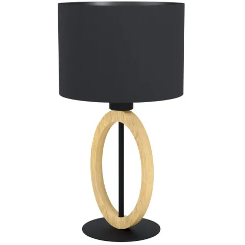 Candeeiro de Mesa com Base de Metal Preto e Madeira BASILDON 1 EGLO 43569