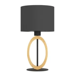 Candeeiro de Mesa com Base de Metal Preto e Madeira BASILDON 1 EGLO 43569