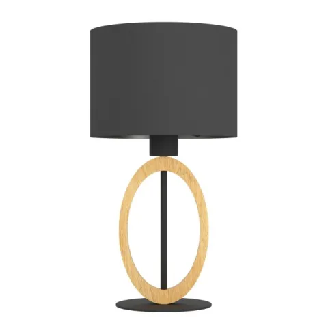 Candeeiro de Mesa com Base de Metal Preto e Madeira BASILDON 1 EGLO 43569