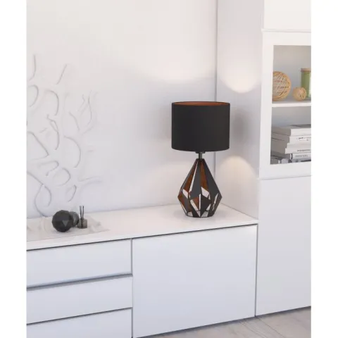 Candeeiro de Mesa com Base de Metal Preto e Abajur Têxtil CARLTON 5 EGLO 43077